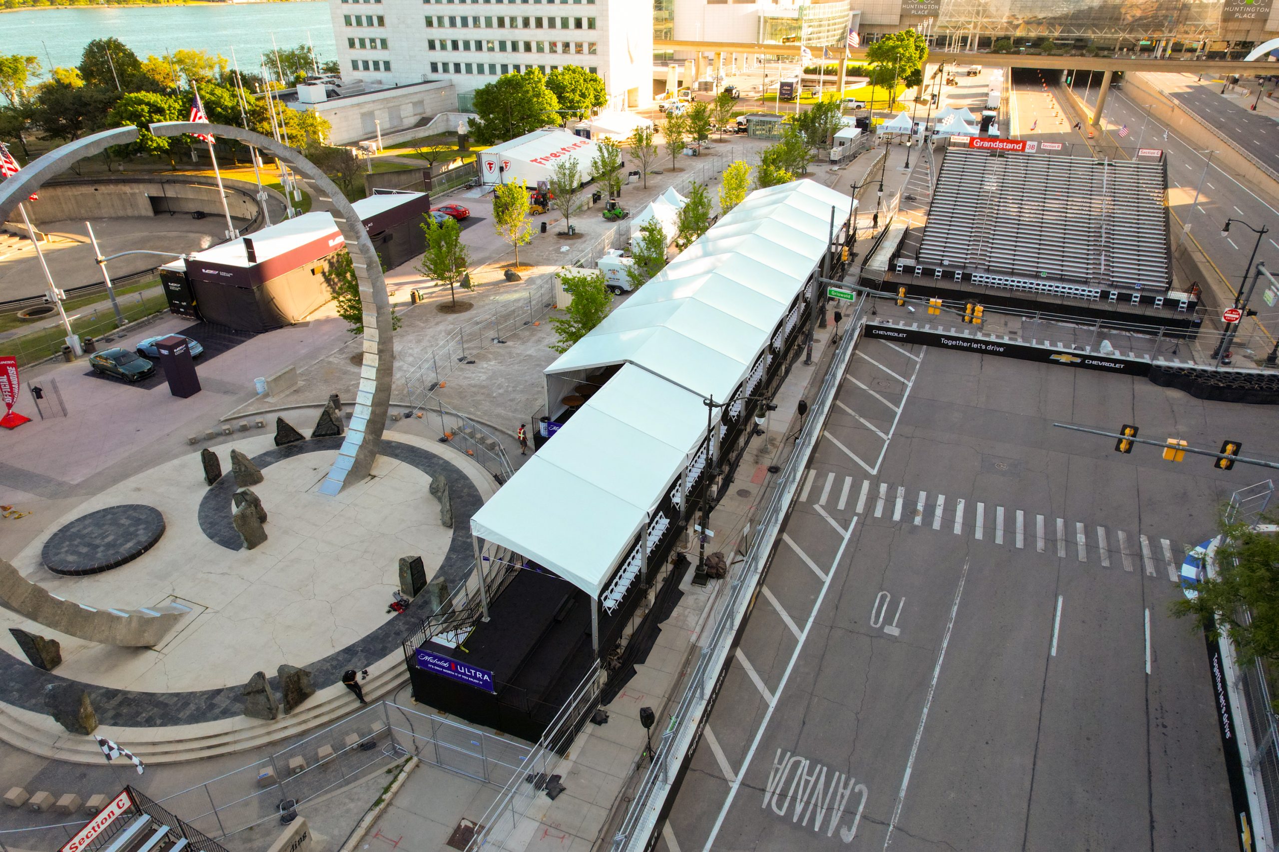 Grand stand structure aerial view