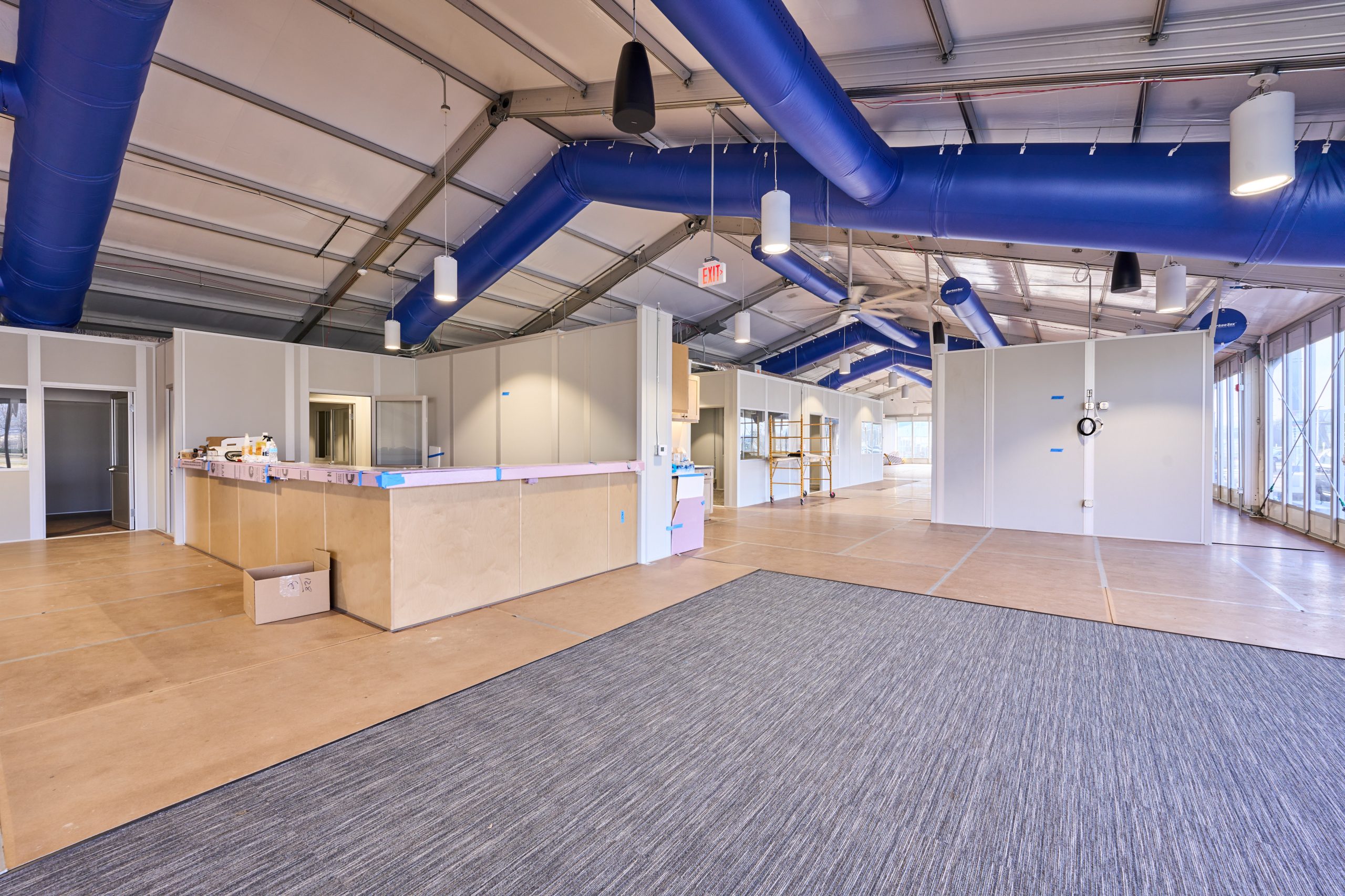 Temporary office building interior