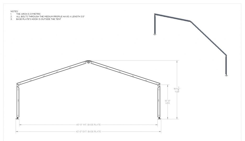 40′ wide structure tent diagram