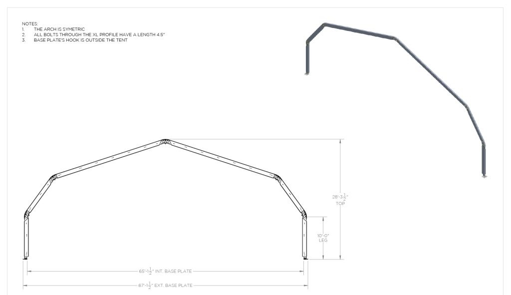 65′ Dome Structure — technical diagram with dimensions